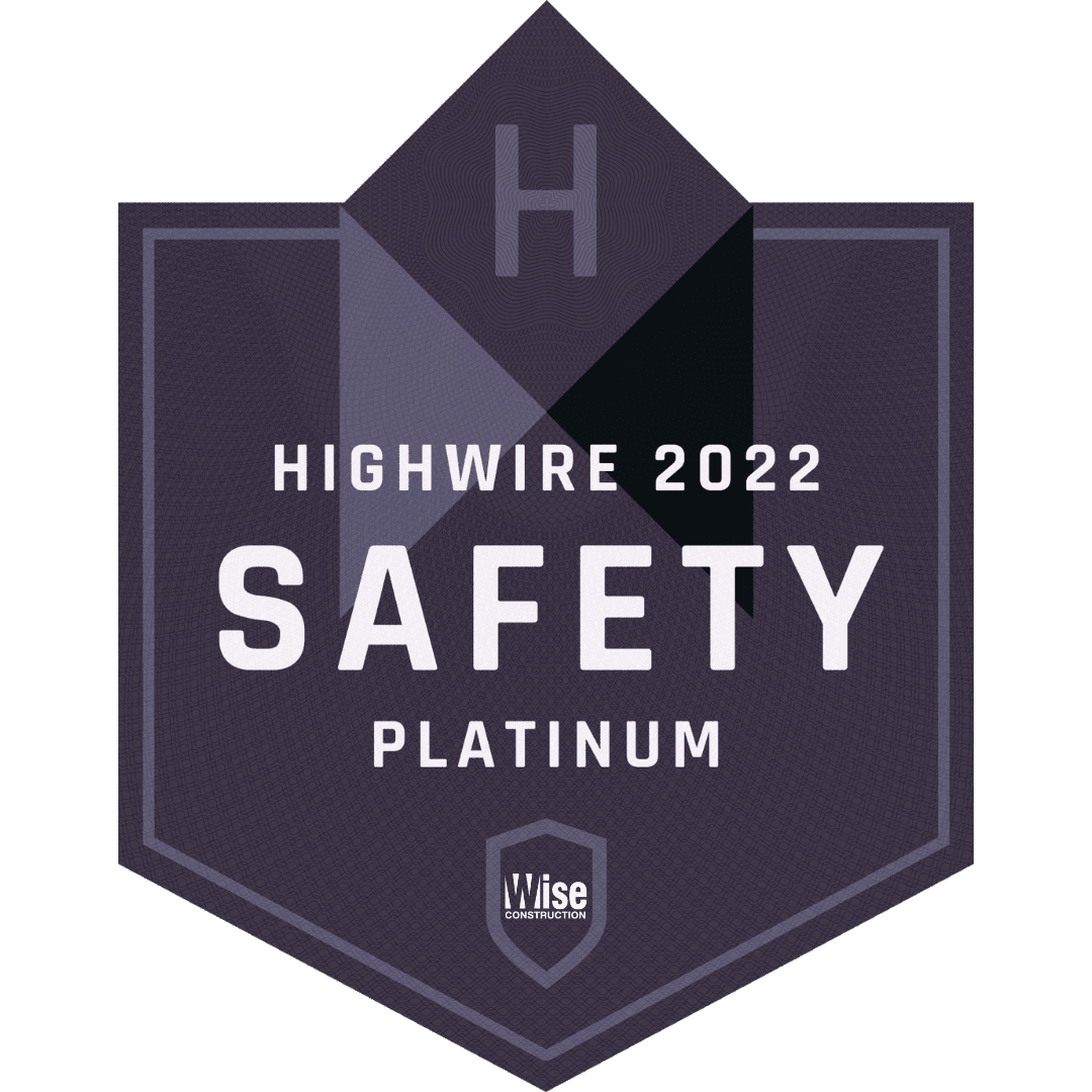 Wise Construction Receives Highwire’s Platinum Safety Award