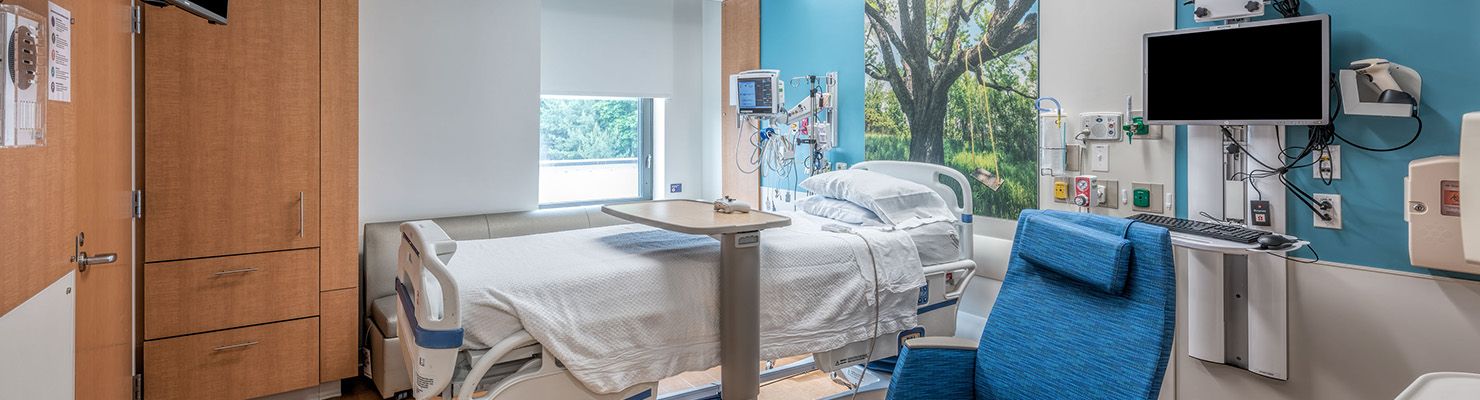 View of a colorful hospital room